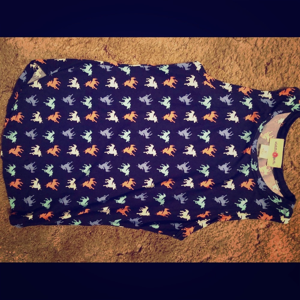 Navy blue unicorn tank top